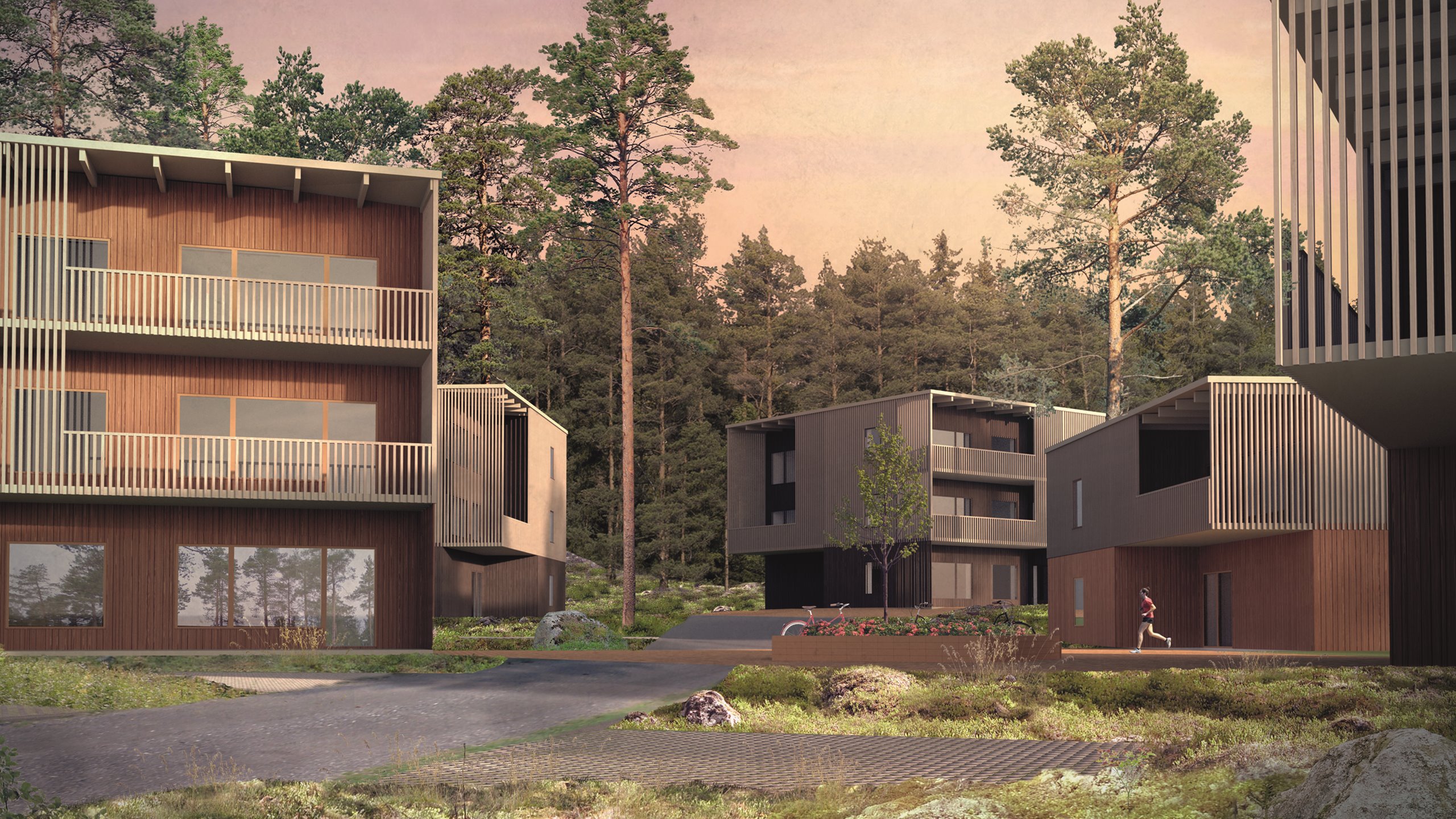 Nordmark & Nordmark arkitekter, flerbostadshus, Kv Nejden, Lindbäcks, Luleå, tävling, arkitekttävling, wood houses, trähus